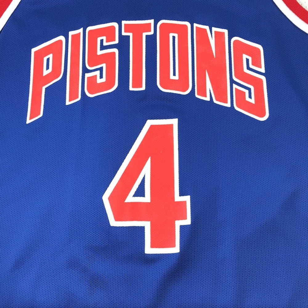 Vintage 90s CHAMPION Detroit Pistons NBA Joe Dumars #4 - Embroidered Logo Jersey
